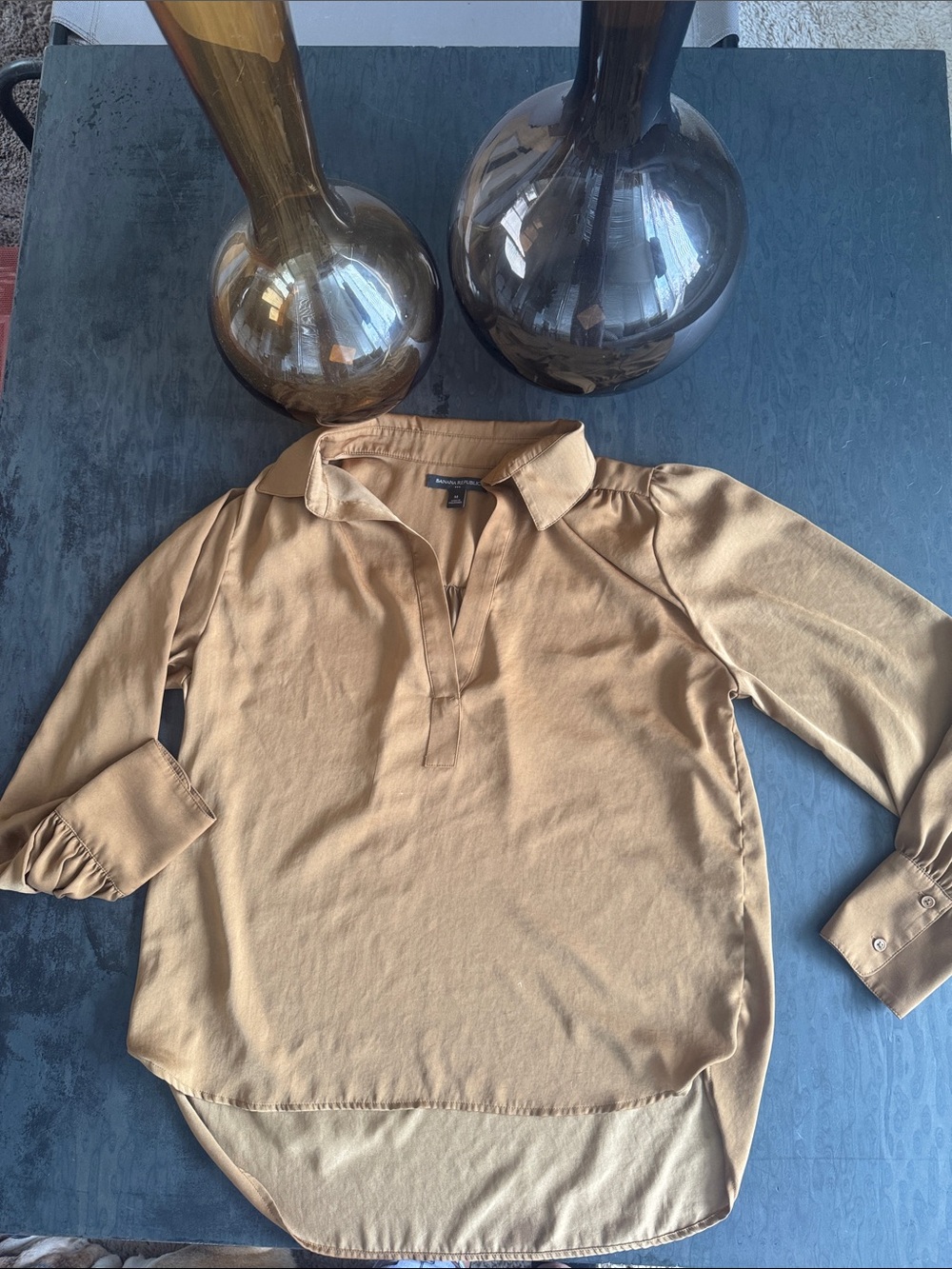 Banana Republic Caramel Long-Sleeve Tunic Blouse